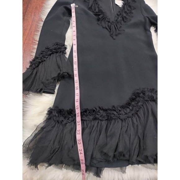 NWT Alexis Bell Sleeve Ruffle Trim A-Line Mini Dress Black Women's Size XS - Picture 13 of 16